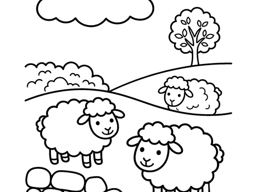 Sheep coloring page — Ages 4–5