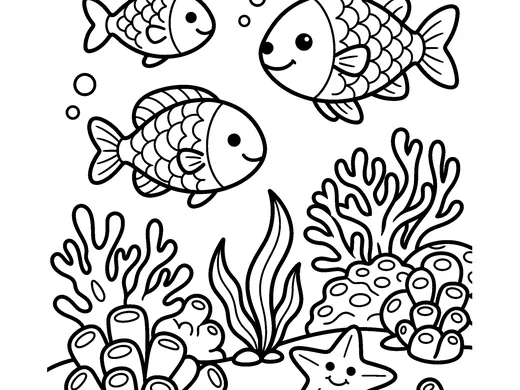 Under the sea coloring page — Ages 5–6