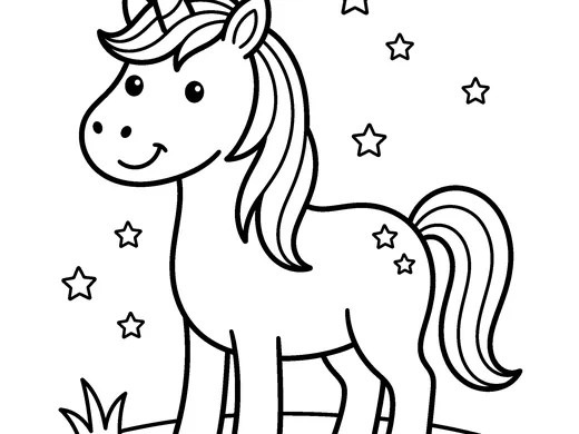 Unicorn coloring page — Ages 4–5
