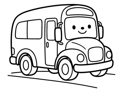 School bus coloring page — Ages 3–4