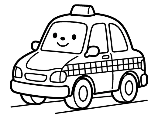 Yellow taxi coloring page — Ages 3–4