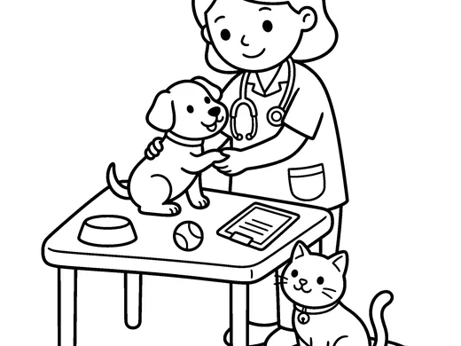 Vet coloring page — Ages 5–6