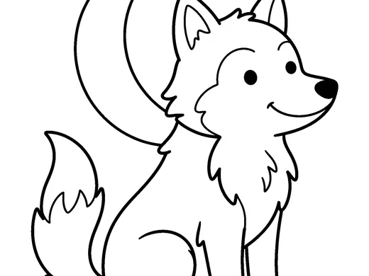 Wolf coloring page — Ages 5–6