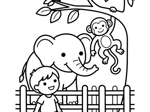 Zoo coloring page — Ages 5–6