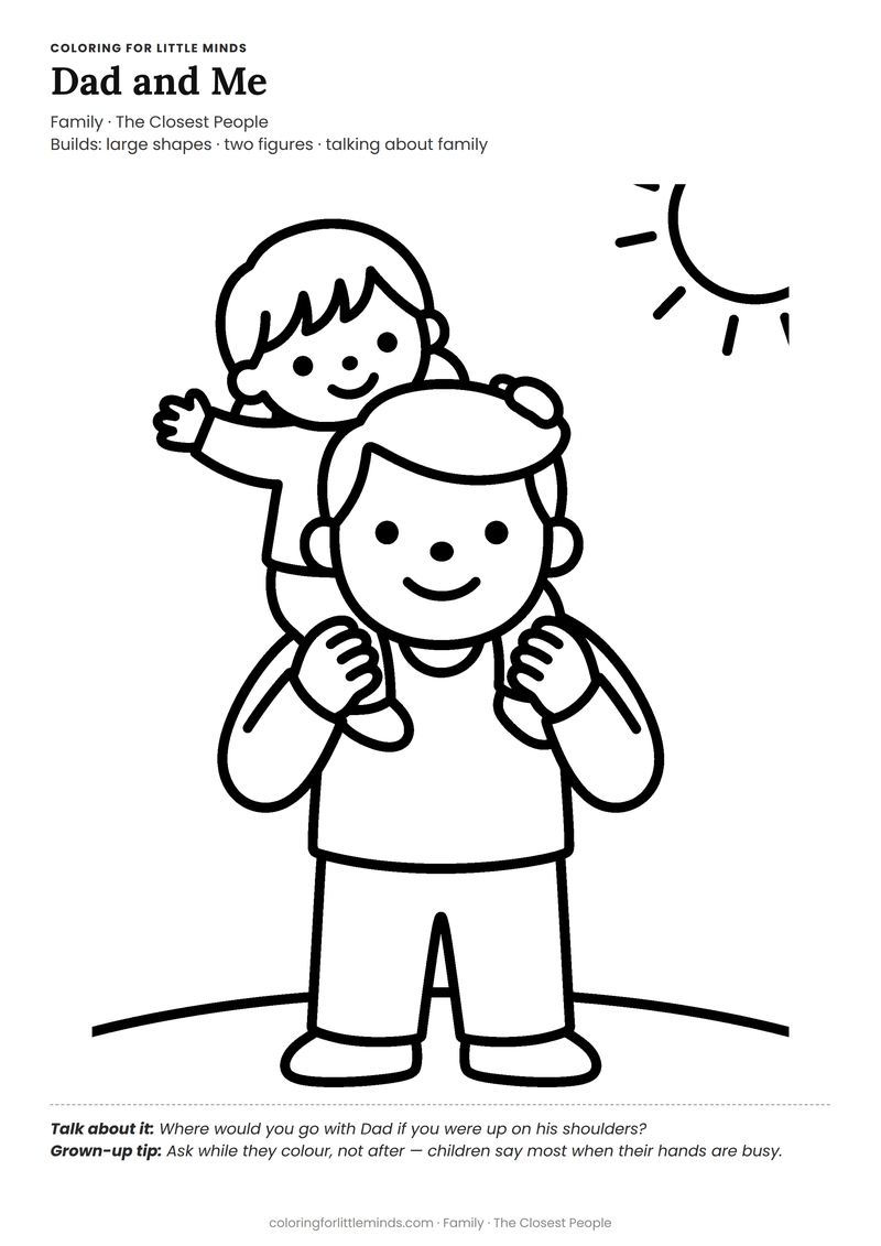 Dad coloring page for ages 3–4 — free full-size printable PDF