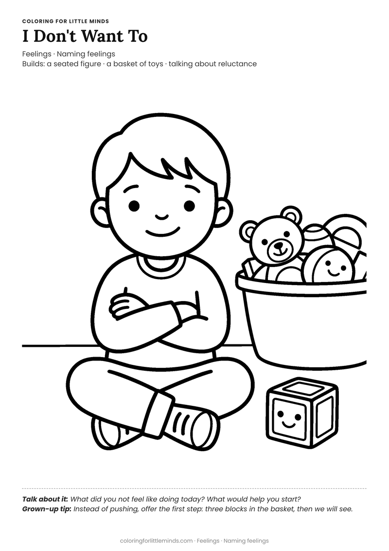 I don't want to coloring page for ages 4–5 — free full-size printable PDF