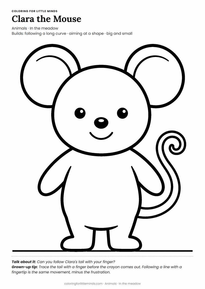Mouse coloring page for ages 2–3 — free printable preview