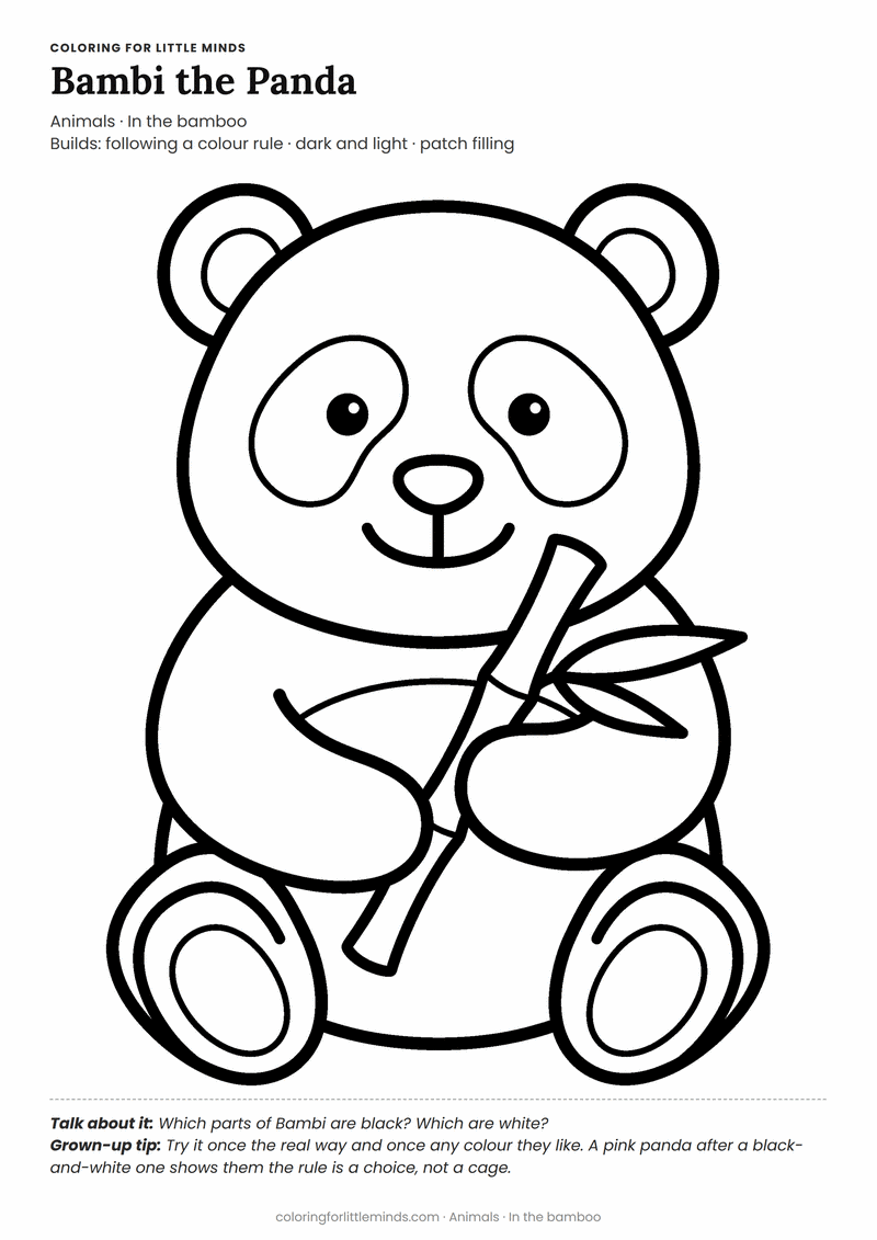 Panda coloring page for ages 3–4 — free printable preview