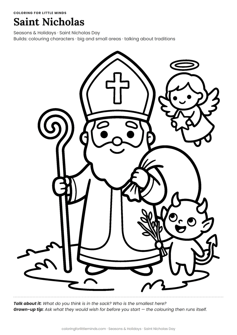 Saint nicholas coloring page for ages 4–5 — free full-size printable PDF