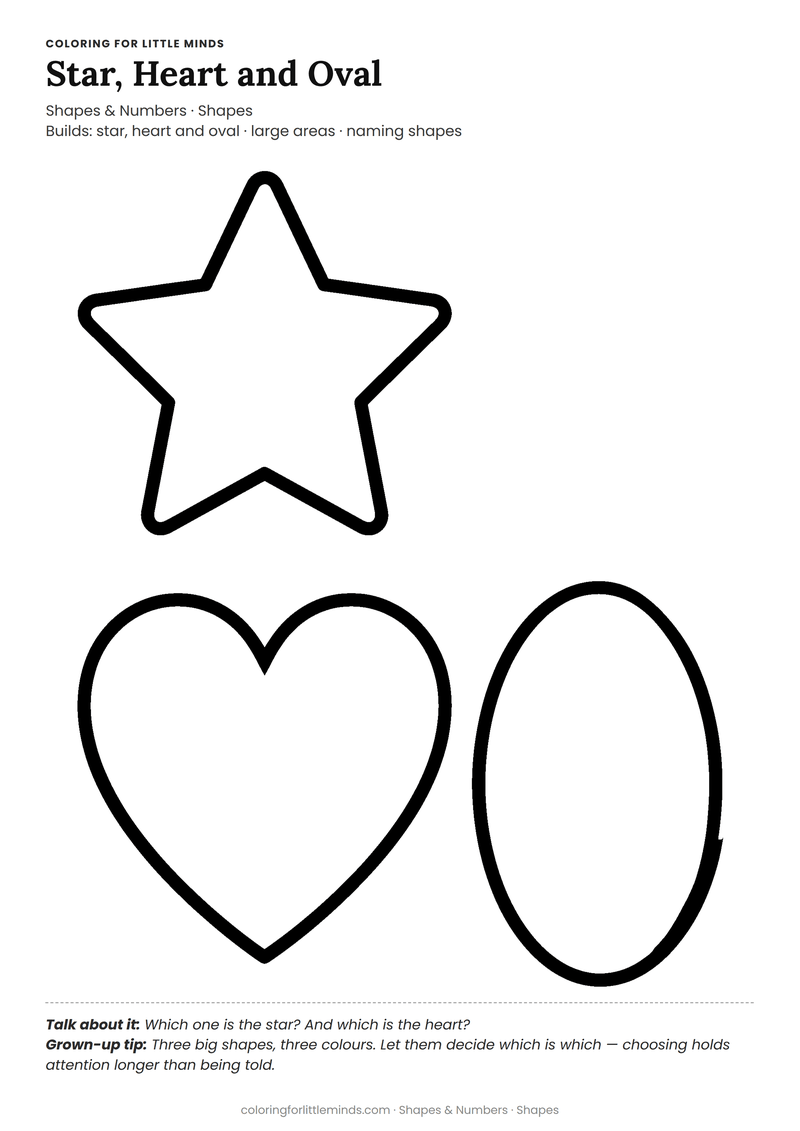 Shapes coloring page for ages 3–4 — free full-size printable PDF
