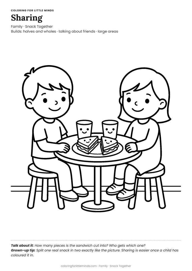 Sharing coloring page for ages 4–5 — free full-size printable PDF