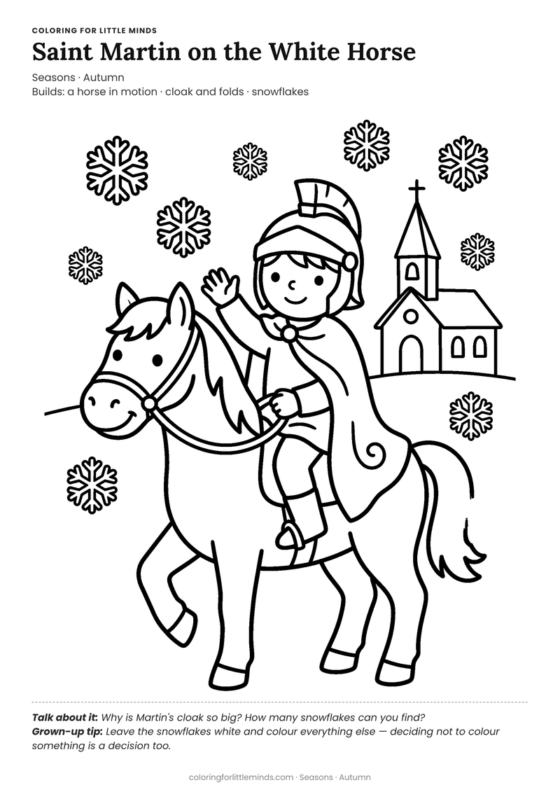 St martin coloring page for ages 5–6 — free full-size printable PDF