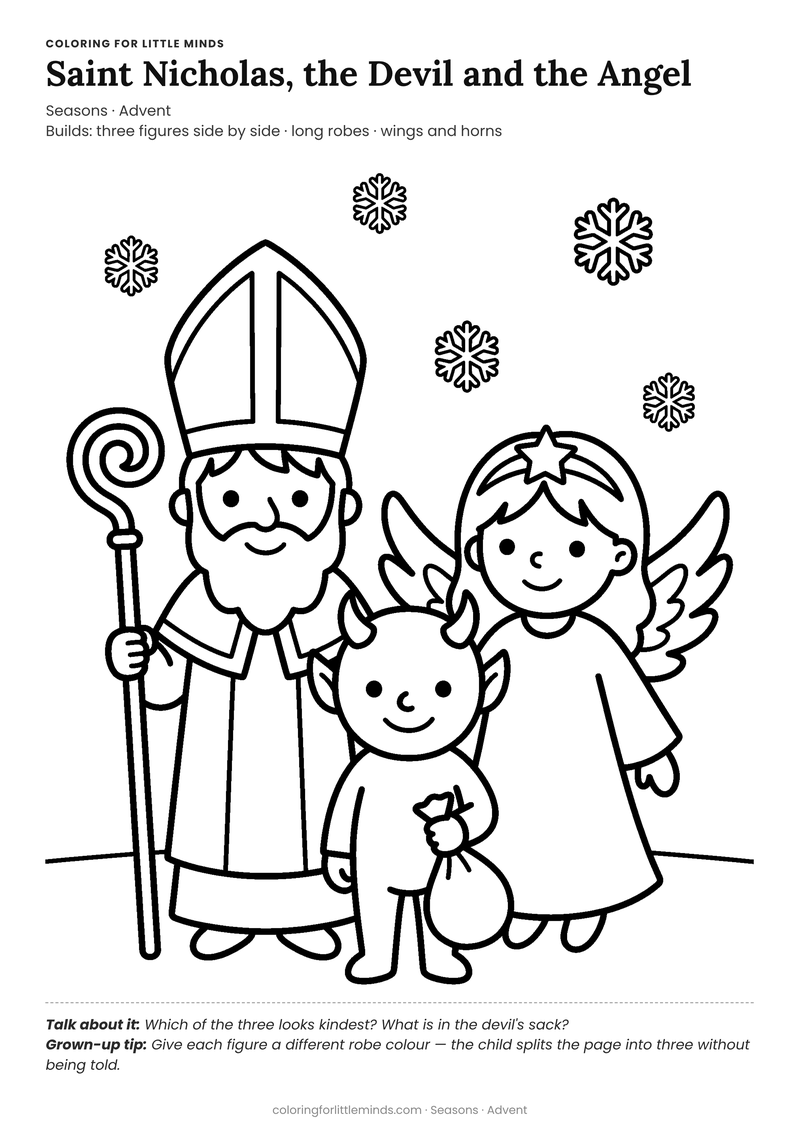 St nicholas coloring page for ages 5–6 — free full-size printable PDF